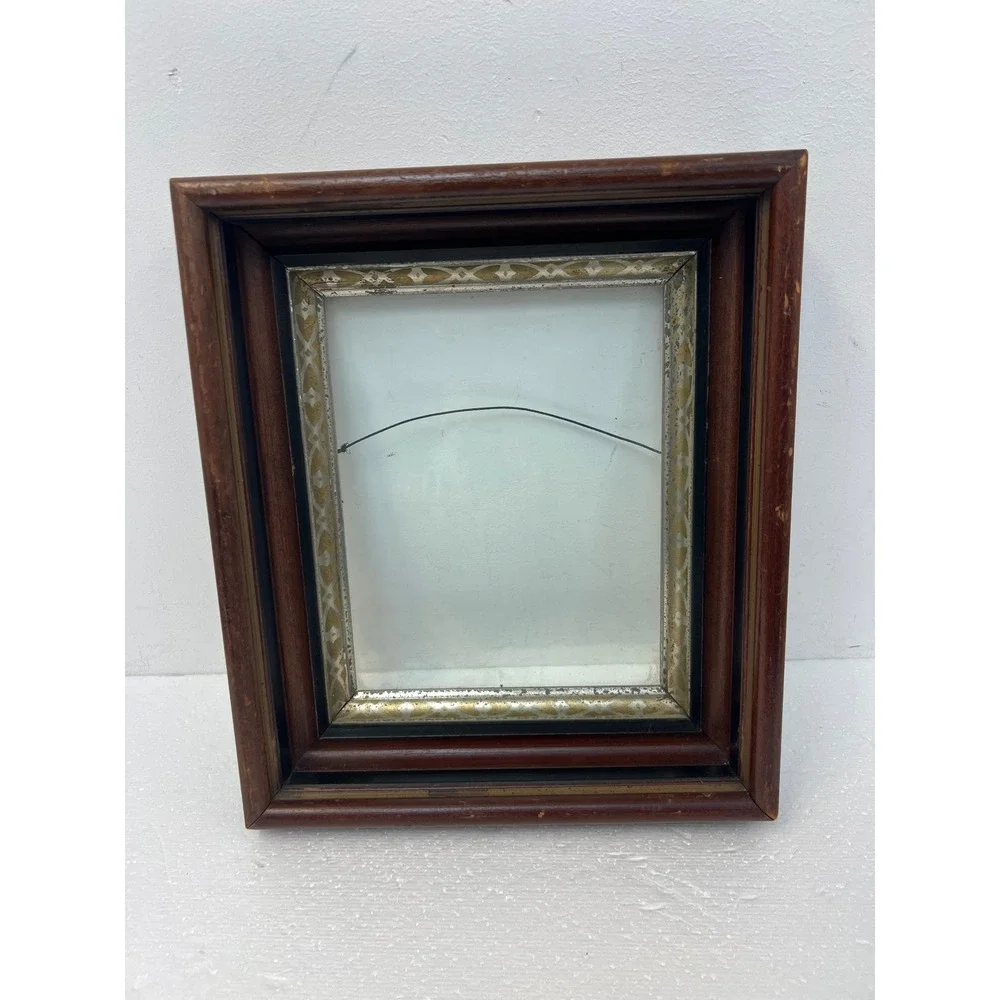 Victorian Shadowbox Deep Carved Wood Picture Frame Gold Trim Fits 8x10 vintage